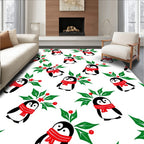 Cute Penguin Holly Berry Garland Rug