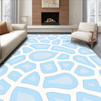 Soft Blue Abstract Organic Shapes Rug