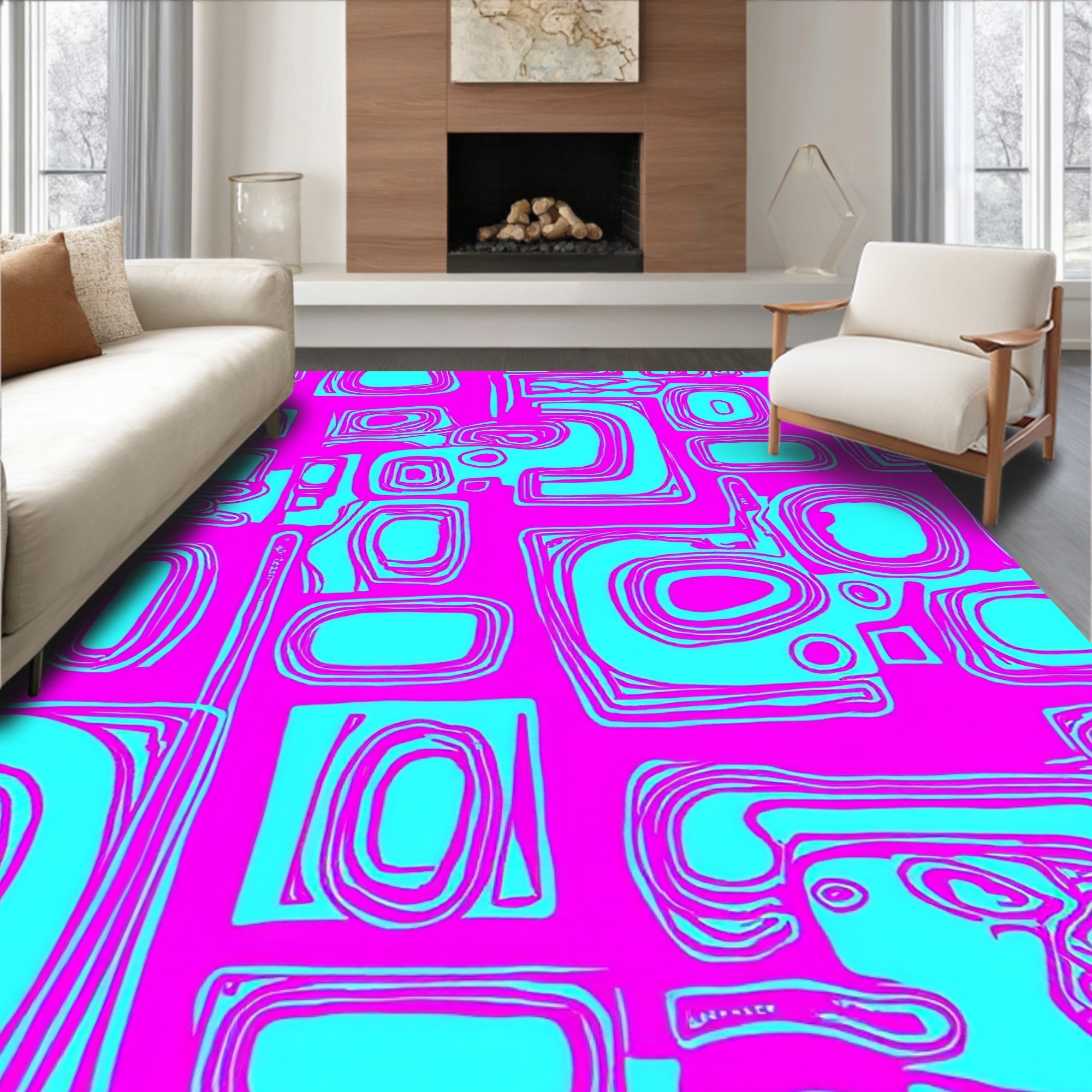 Retro Organic Abstract Shape Design Rug