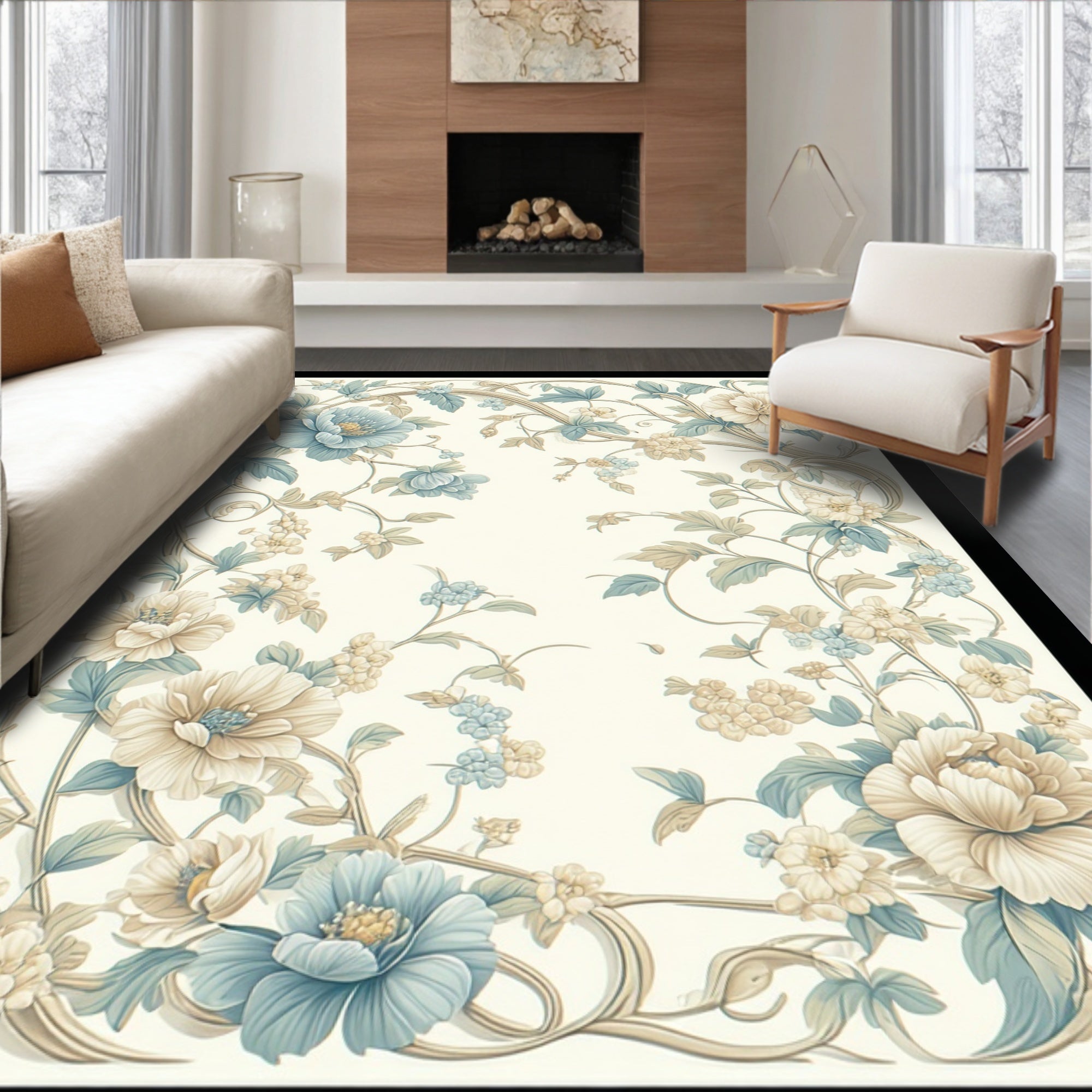 Elegant Floral Vine Pattern Rug