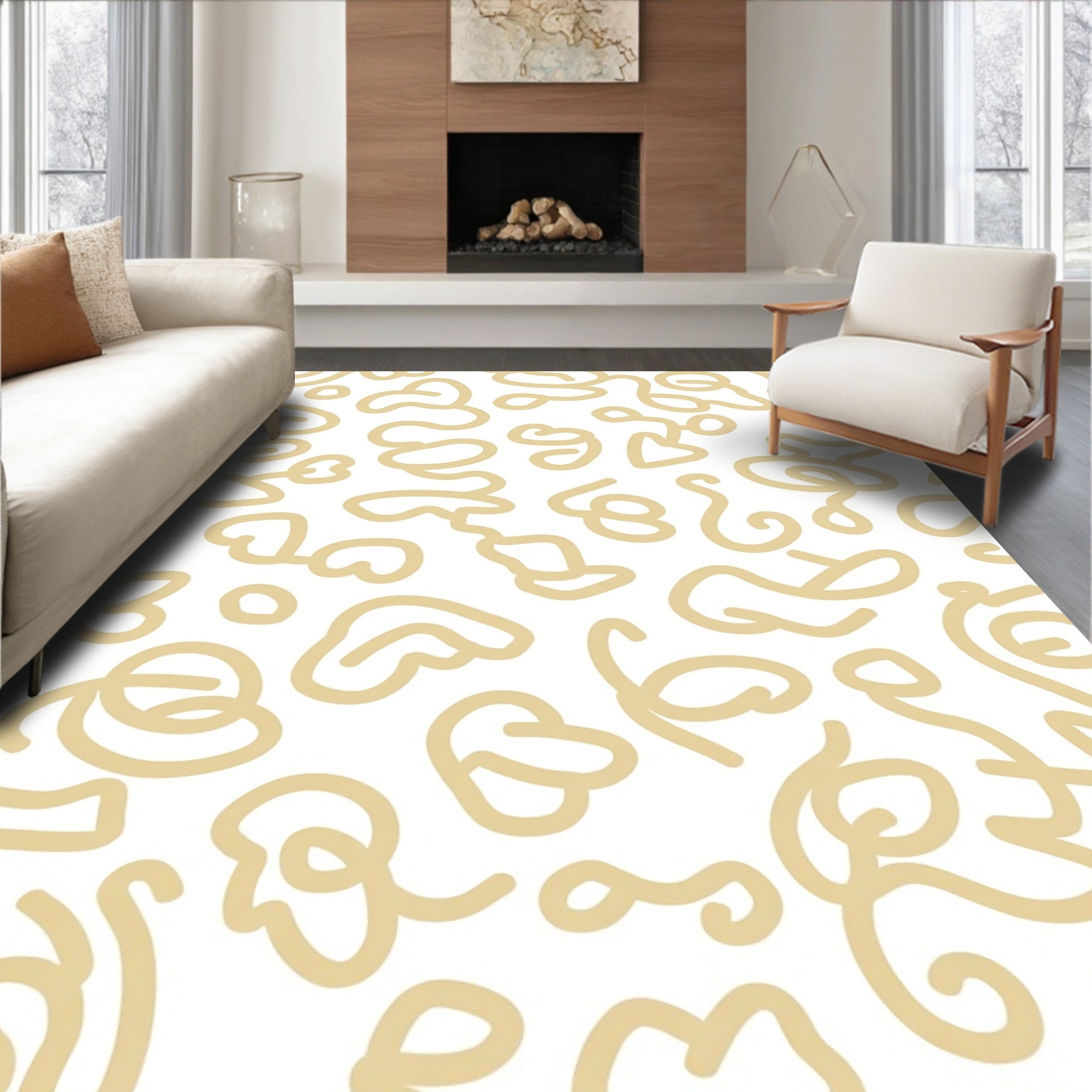 Abstract Scribble Pattern Accent Rug