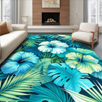 Tropical Hibiscus Leaf Pattern Rug