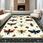 Elegant Insect And Floral Garden Design Rug