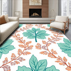 Teal And Orange Leafy Vines Rug