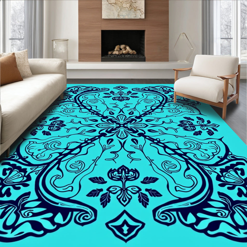 Art Nouveau Floral Symmetry Design Rug