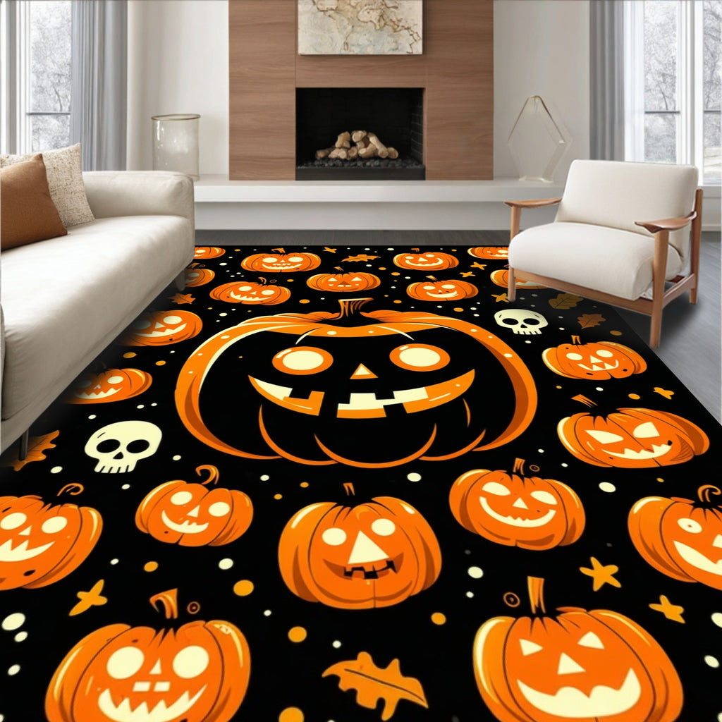Halloween Carved Pumpkin Pattern Rug