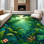 Lush Tropical Jungle Greenery Rug