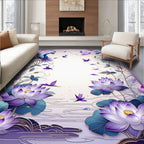 Elegant Peacock Lotus Garden Design Rug
