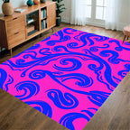 Vibrant Blue Swirl Pattern Design Rug