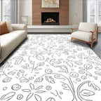 Whimsical Botanical Sketch Pattern Rug