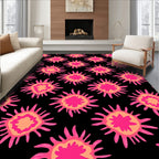 Vibrant Pink Starburst Pattern Rug