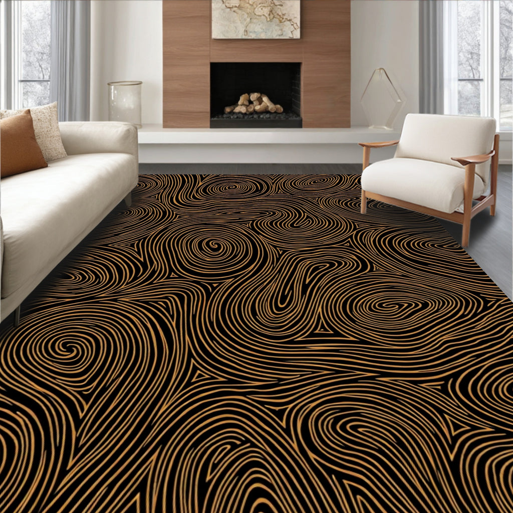 Abstract Swirls Line Art Design Rug