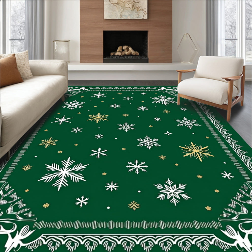 Forest Green Snowflake Cluster Rug