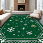 Forest Green Snowflake Cluster Rug