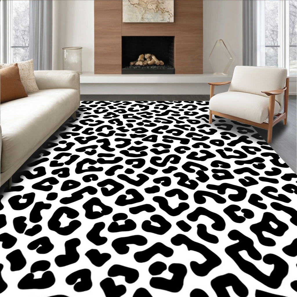 Bold Black Cheetah Spot Pattern Rug