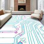 Abstract Circuit Board Geometric Design Rug