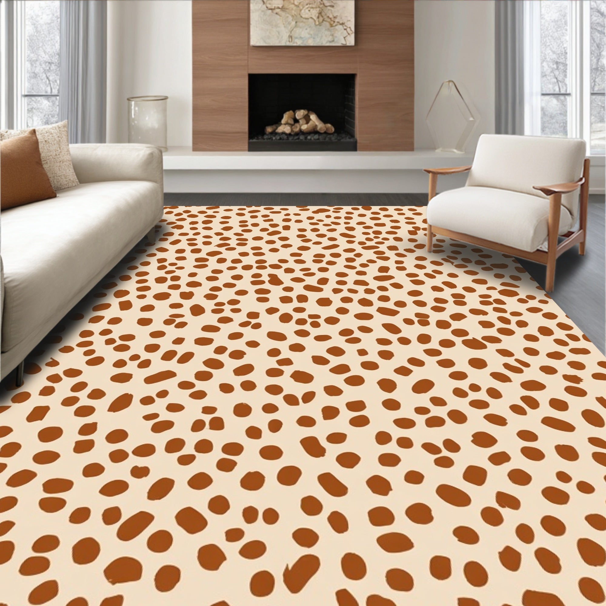 Neutral Speckle Spot Pattern Rug