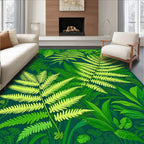 Lush Green Fern Forest Pattern Rug