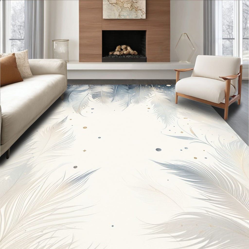 Feather Pattern with Subtle Sparkle Design Rug