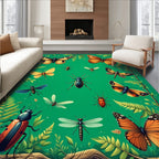 Whimsical Insects and Butterflies Pattern Rug