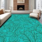 Aqua Marine Floral Swirl Pattern Rug