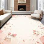 Coral Blossom Delicate Floral Design Rug