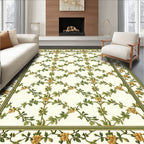 Green Floral Vine Lattice Rug