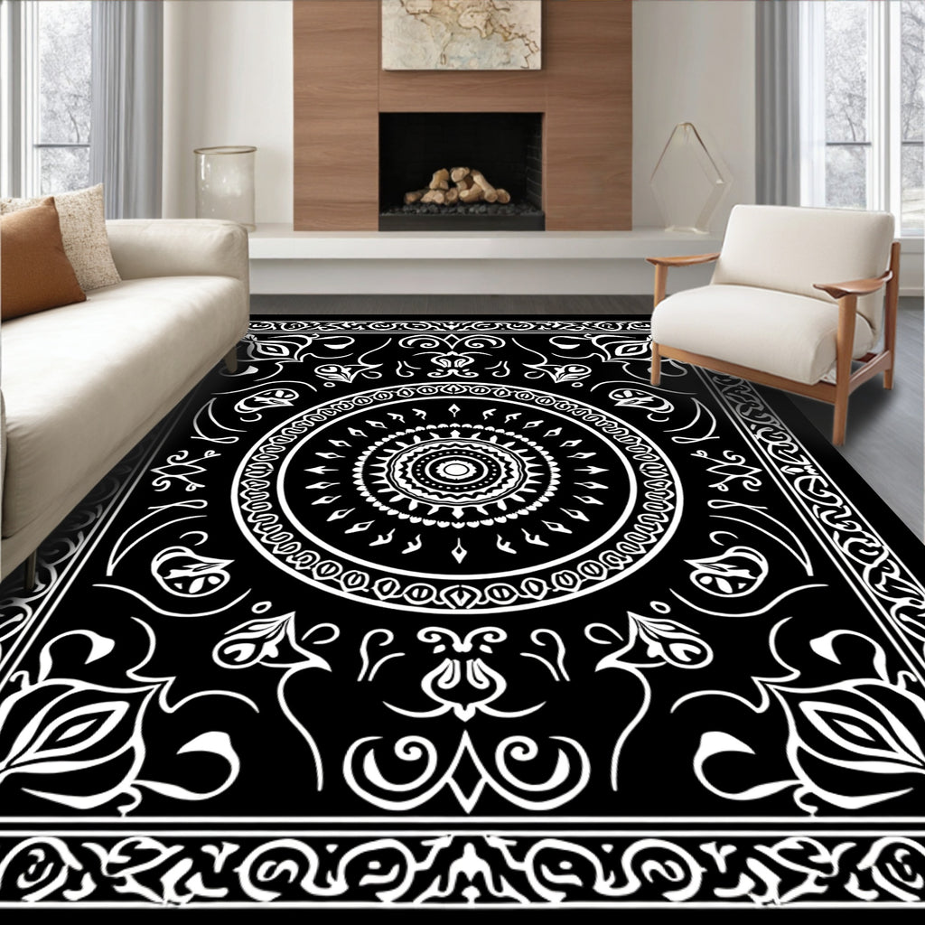 Intricate Mandala Pattern Floral Design Rug