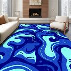 Abstract Swirl Blue Tone Pattern Rug