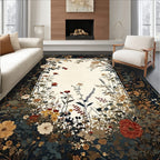 Vintage Floral Garden Botanical Print Rug