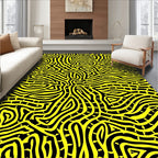 Abstract Yellow Maze Pattern Rug