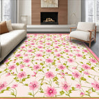Pretty Pink Floral Vine Pattern Rug
