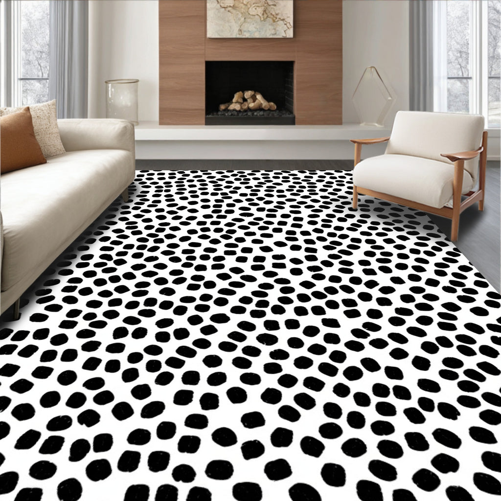 Black White Dot Pattern Rug