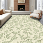 Elegant Green Branch Leaf Pattern Rug