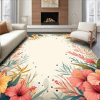Tropical Hibiscus Floral Botanical Design Rug