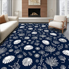 White Shell Leaf Pattern Rug