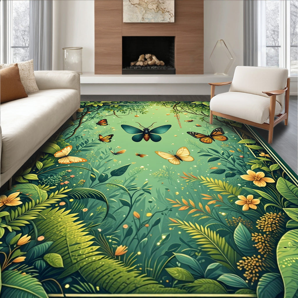 Enchanted Forest Butterfly Garden Rug