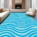 Aqua Wavy Lines Pattern Rug