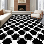 Bold Black White Starburst Pattern Rug