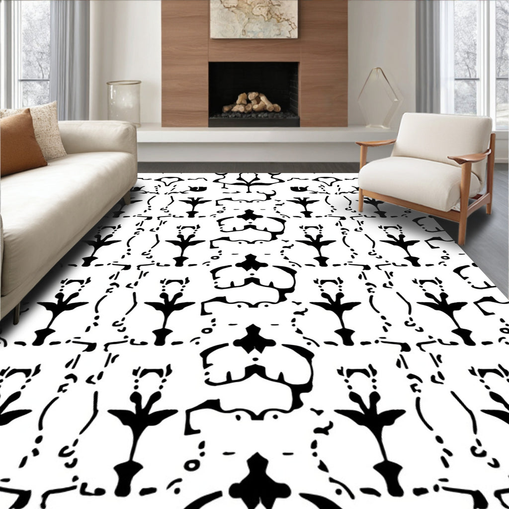 Bold Abstract Black And White Pattern Rug