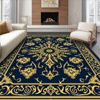 Classic Golden Floral Scrollwork Design Rug