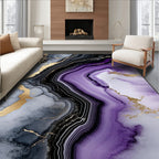 Purple Black Gold Agate Style Rug