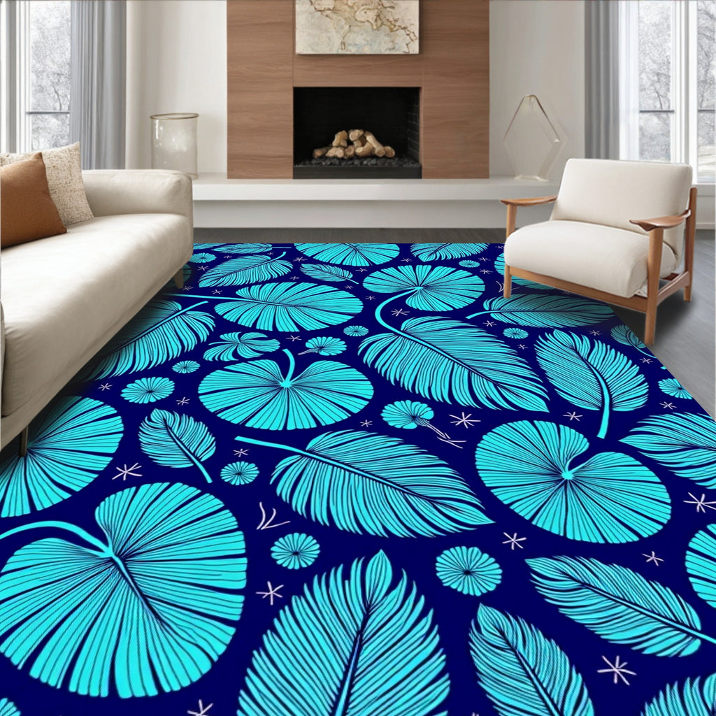 Tropical Leaf Print Rug