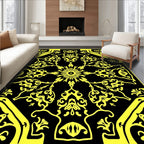 Bold Yellow Floral Symmetry Design Rug