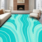 Wavy Aqua Mint Abstract Lines Rug