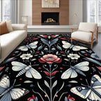Whimsical Butterfly Floral Pattern Design Rug