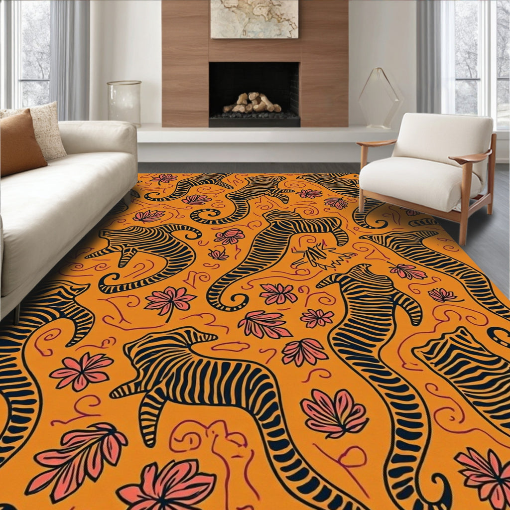 Abstract Tiger Blossom Pattern Rug