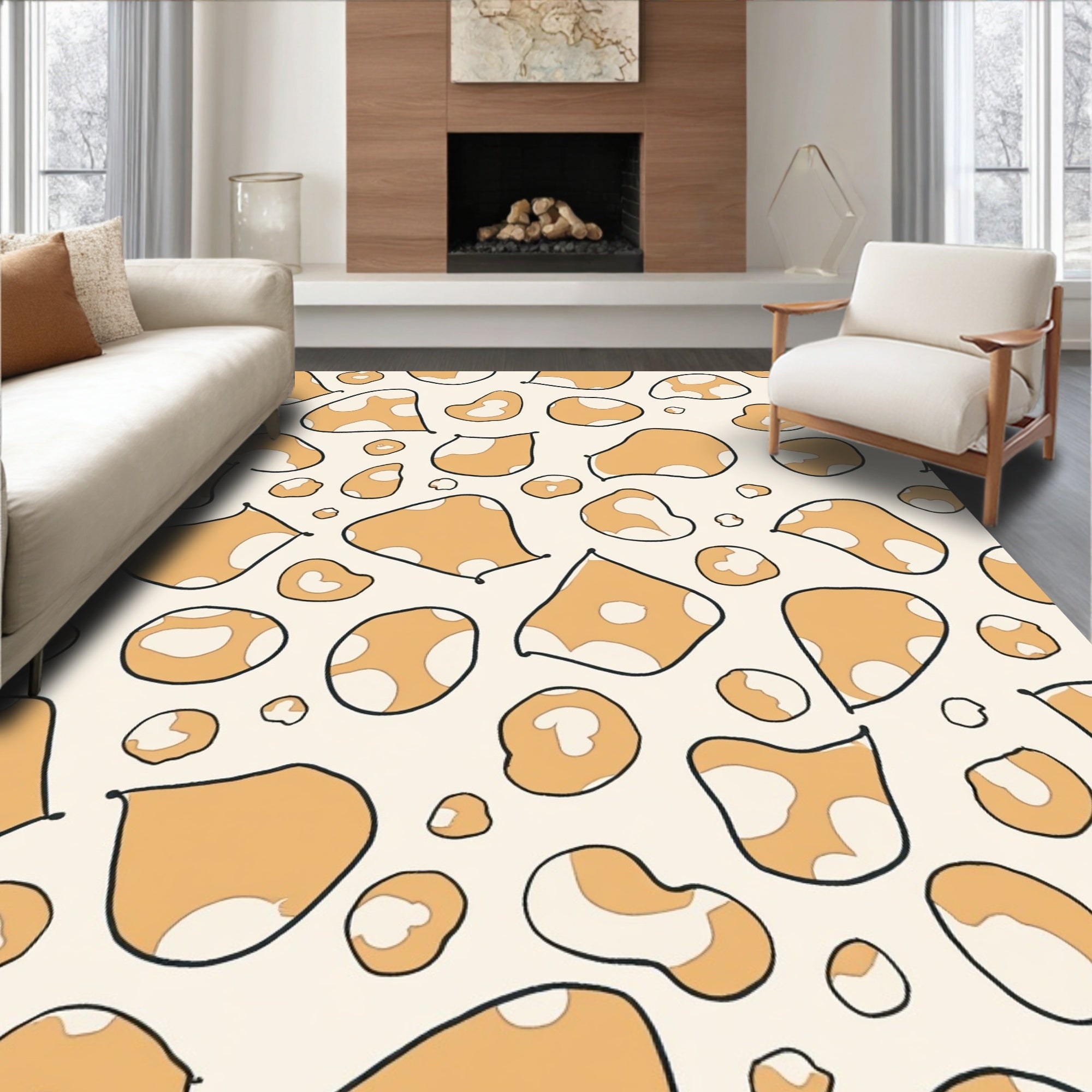 Playful Abstract Blob Pattern Rug
