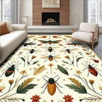 Whimsical Insect Floral Pattern Design Rug