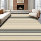 Thin Lined Beige and Black Stripe Pattern Rug